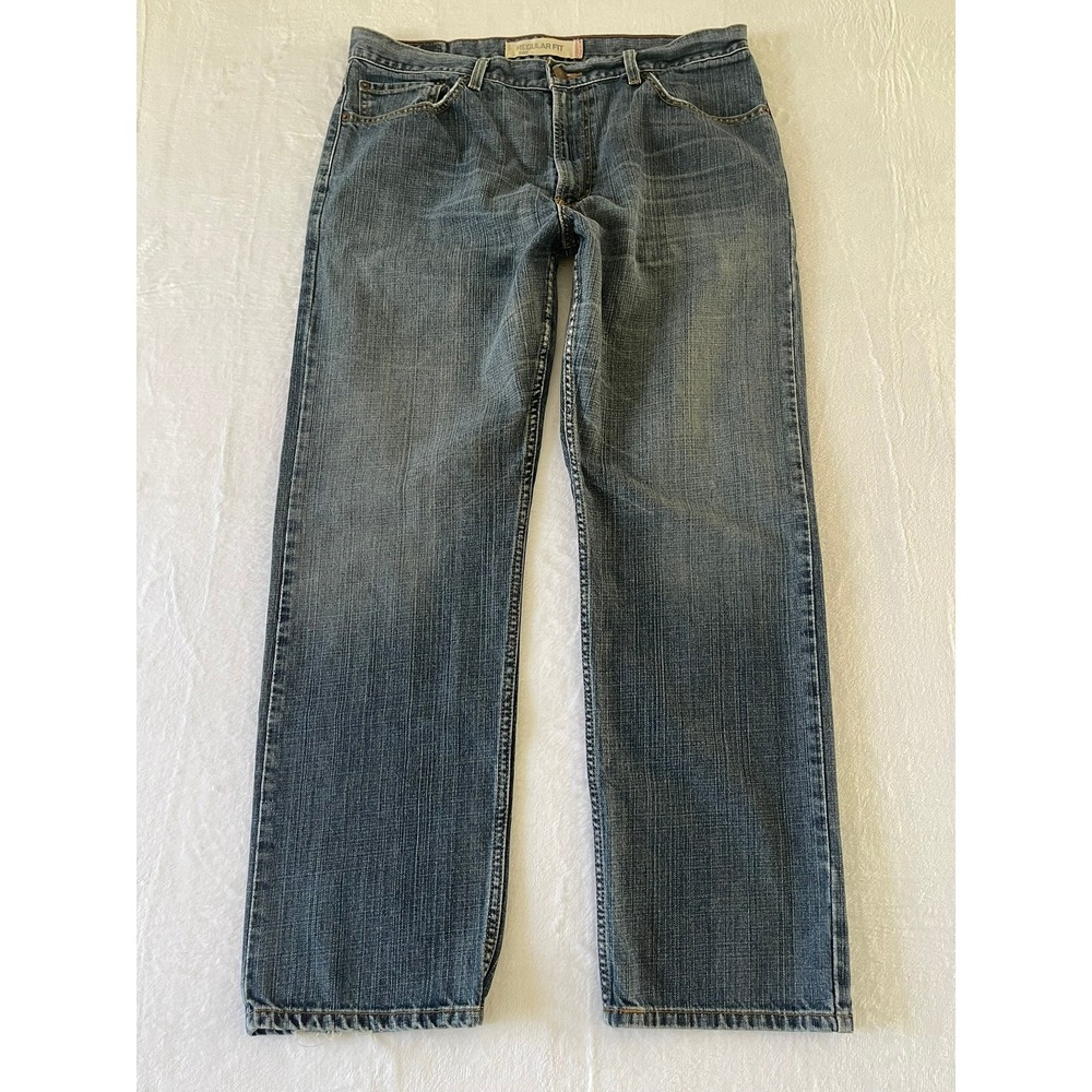Levis 505 Regular Fit Jeans Mens 36x30 Medium Wash Blue Straight Leg Denim